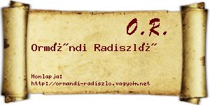 Ormándi Radiszló névjegykártya